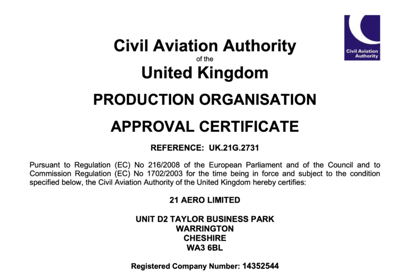 UK CAA 145 and 21G approvals granted